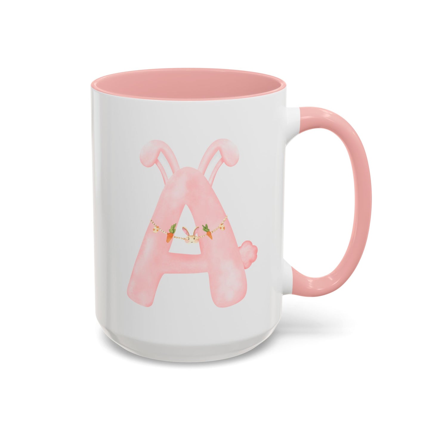 Personalized Easter Initial Mug – Bunny Letter Coffee Cup – Custom Spring Monogram Mug – Easter Gift for Kids, Girls, Mom – 11oz 15oz Ceramic