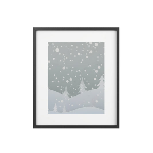 Winter Snowfall Framed Poster — Matte Holiday Wall Art