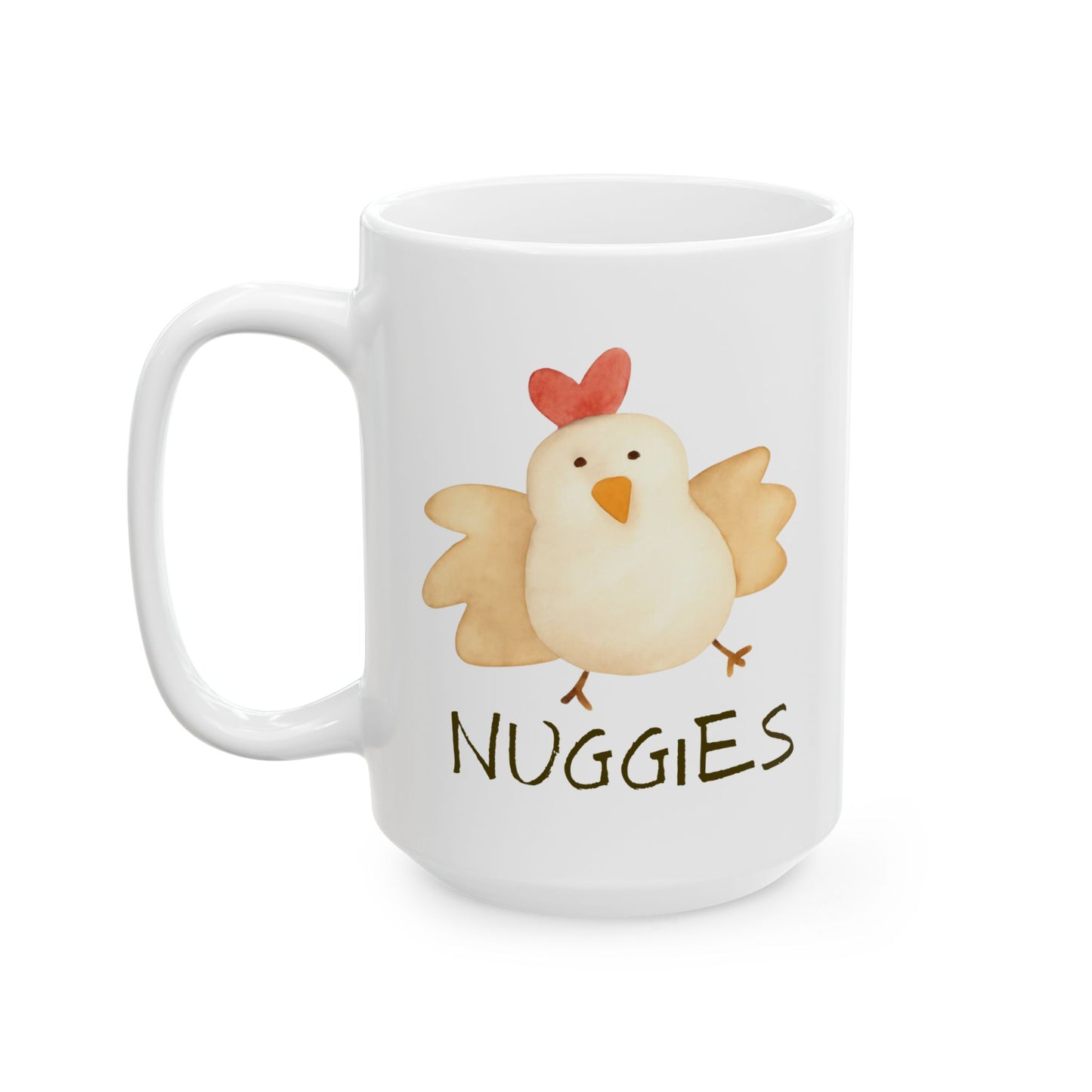 Nuggies Chicken Mug – Cute Watercolor Chicken Coffee Cup, Funny Cozy Gift