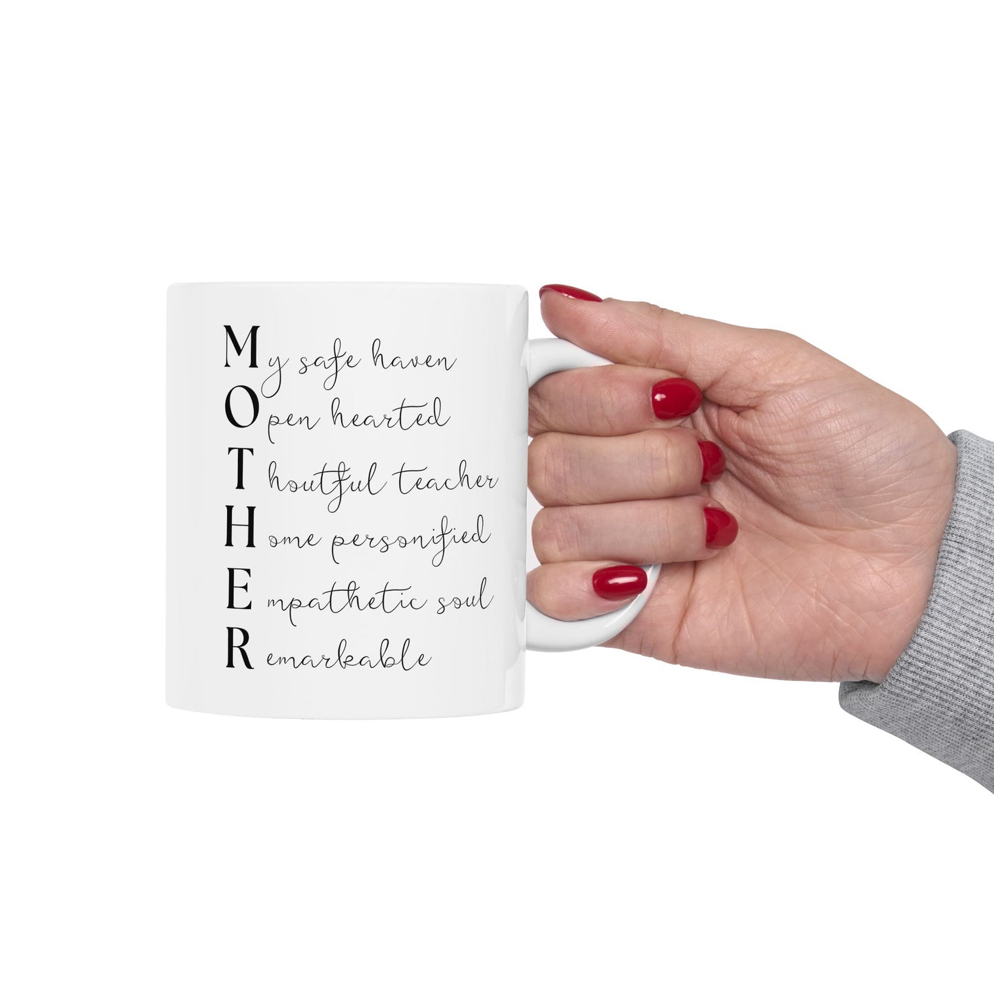 MOTHER Acrostic Mug – Heartfelt Mom Gift, Meaningful Mother’s Day Coffee Cup