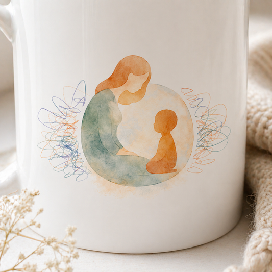 Autism Mom Mug, Neurodiversity Art Cup, Mother Child Love Gift, Sensory Support Coffee Mug