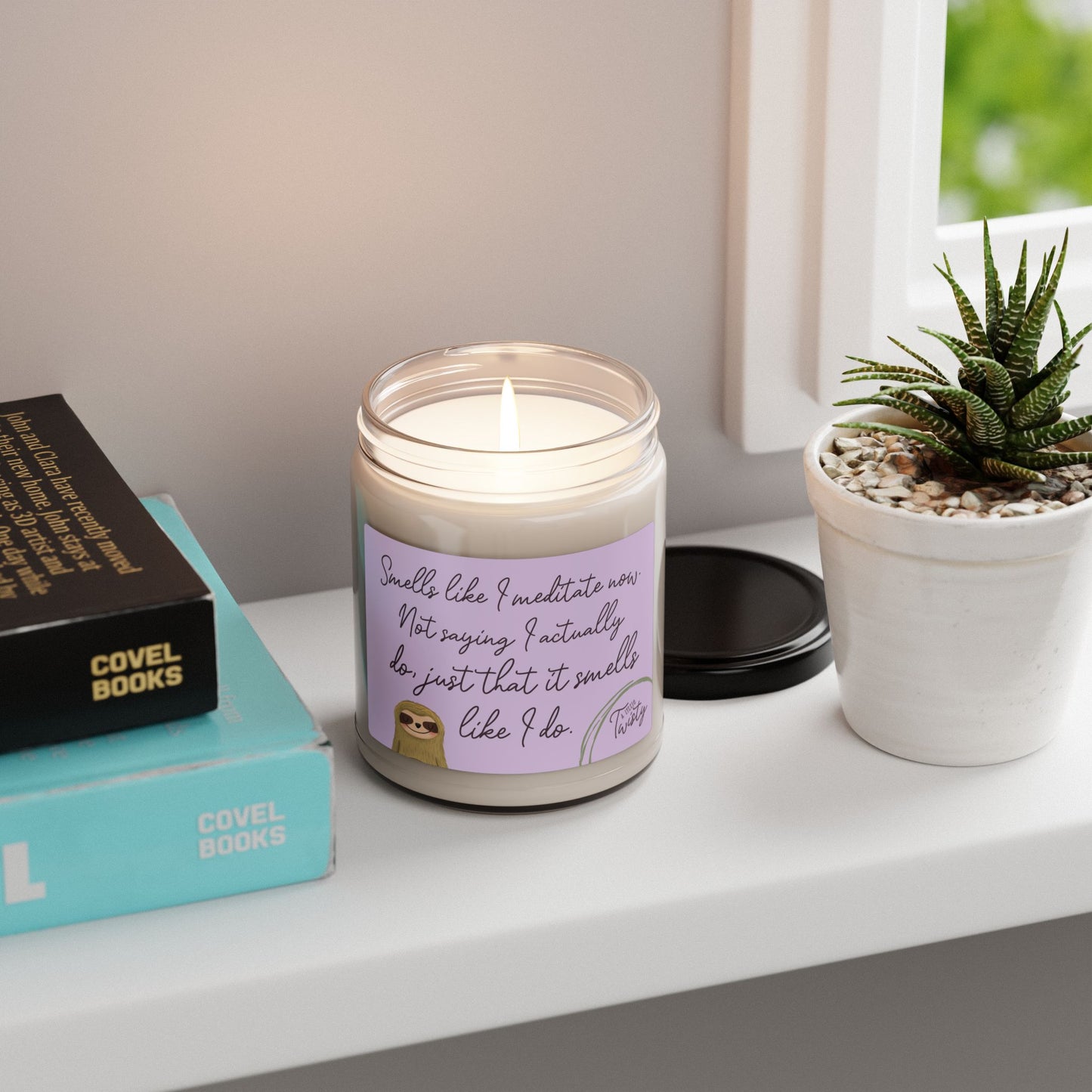 9oz Scented Soy Jar Candle | "Smells like I meditate now..." Funny White Sage + Lavender Meditation Vibe