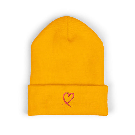 "A Little Twisty" Heart Embroidered Classic Cuffed Beanie