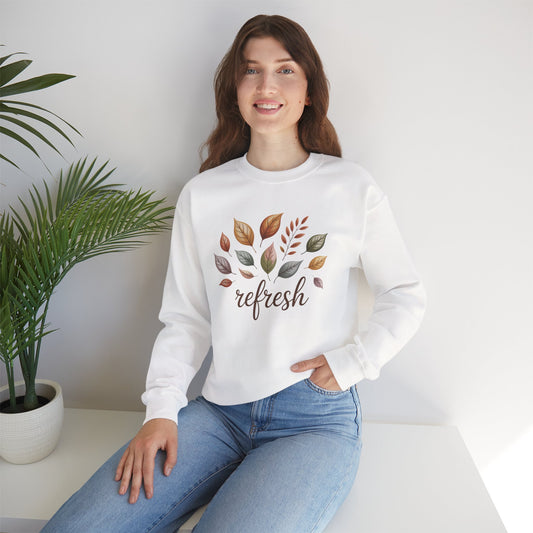 Fall Refresh Crewneck Sweatshirt | Autumn Leaves Pullover | Cozy Sand Sweatshirt | Fall Aesthetic Sweater | Thanksgiving Outfit