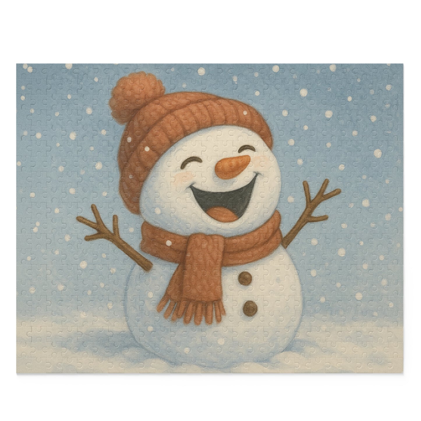 Snowman Winter Puzzle – Cozy Holiday Jigsaw, Christmas Gift for Families, Cute Snowman Minimalist Art Puzzle (120, 252, or 500 Pieces)