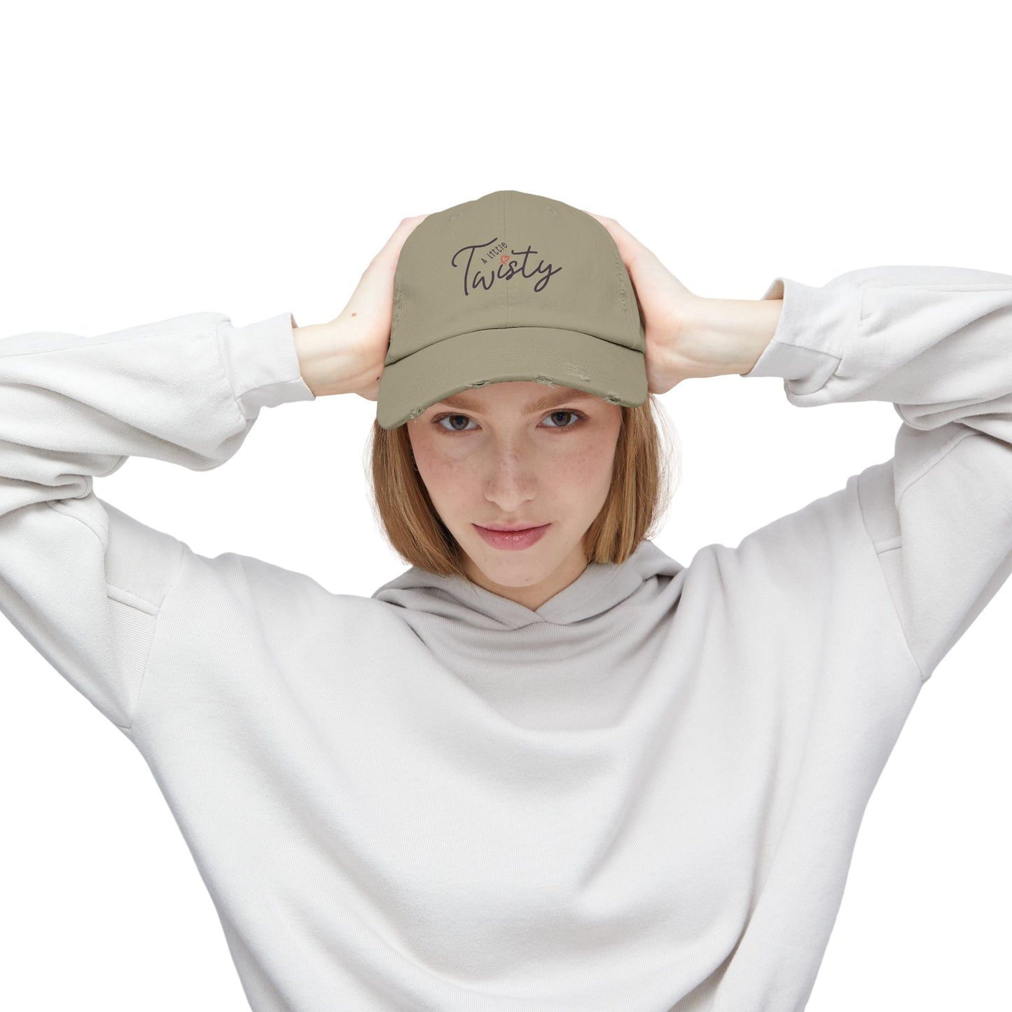 “A Little Twisty” Distressed Hat | Vintage-Style Cotton Twill Cap | Adjustable Baseball Hat | Casual Unstructured 6-Panel Cap
