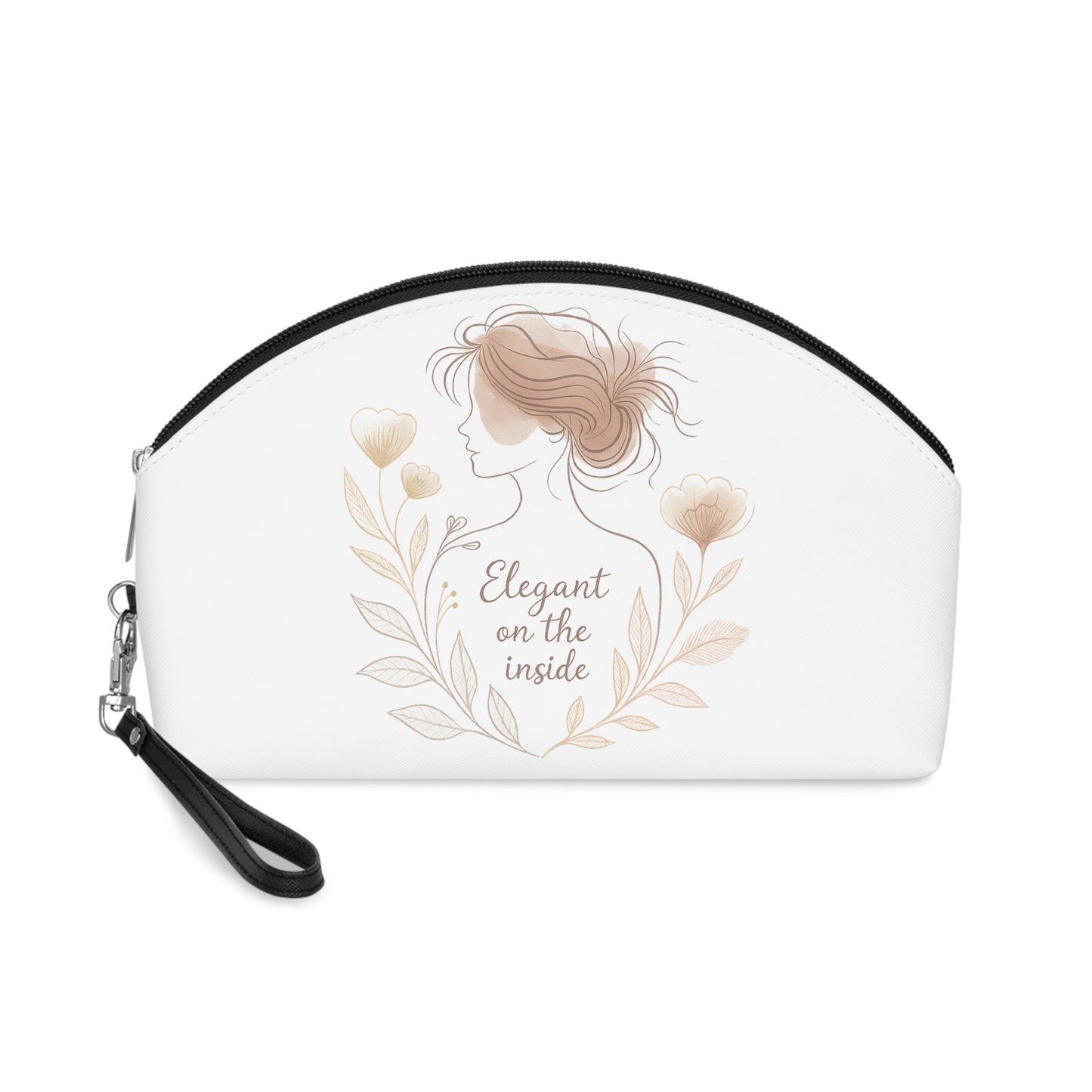Personalized Makeup Bag for Women – “Elegant on the Inside” Cosmetic Bag, Custom Name PU Leather Pouch, Luxury Gift for Her, Bridesmaid Gift Idea