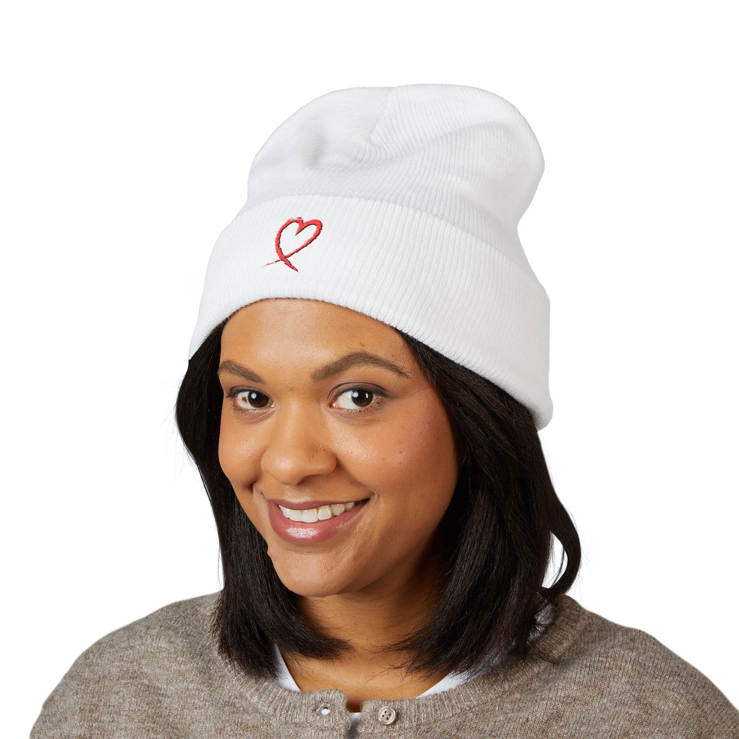"A Little Twisty" Heart Embroidered Classic Cuffed Beanie