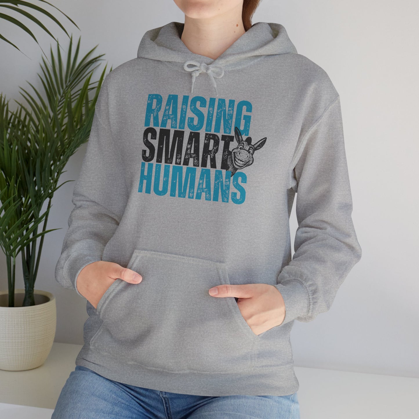 Raising Smart Humans Hoodie | Funny Parenting “Smart Ass” Donkey Sweatshirt | Unisex Cozy Hoodie | Mom Dad Teacher Sarcastic Gift, Optional Personalization
