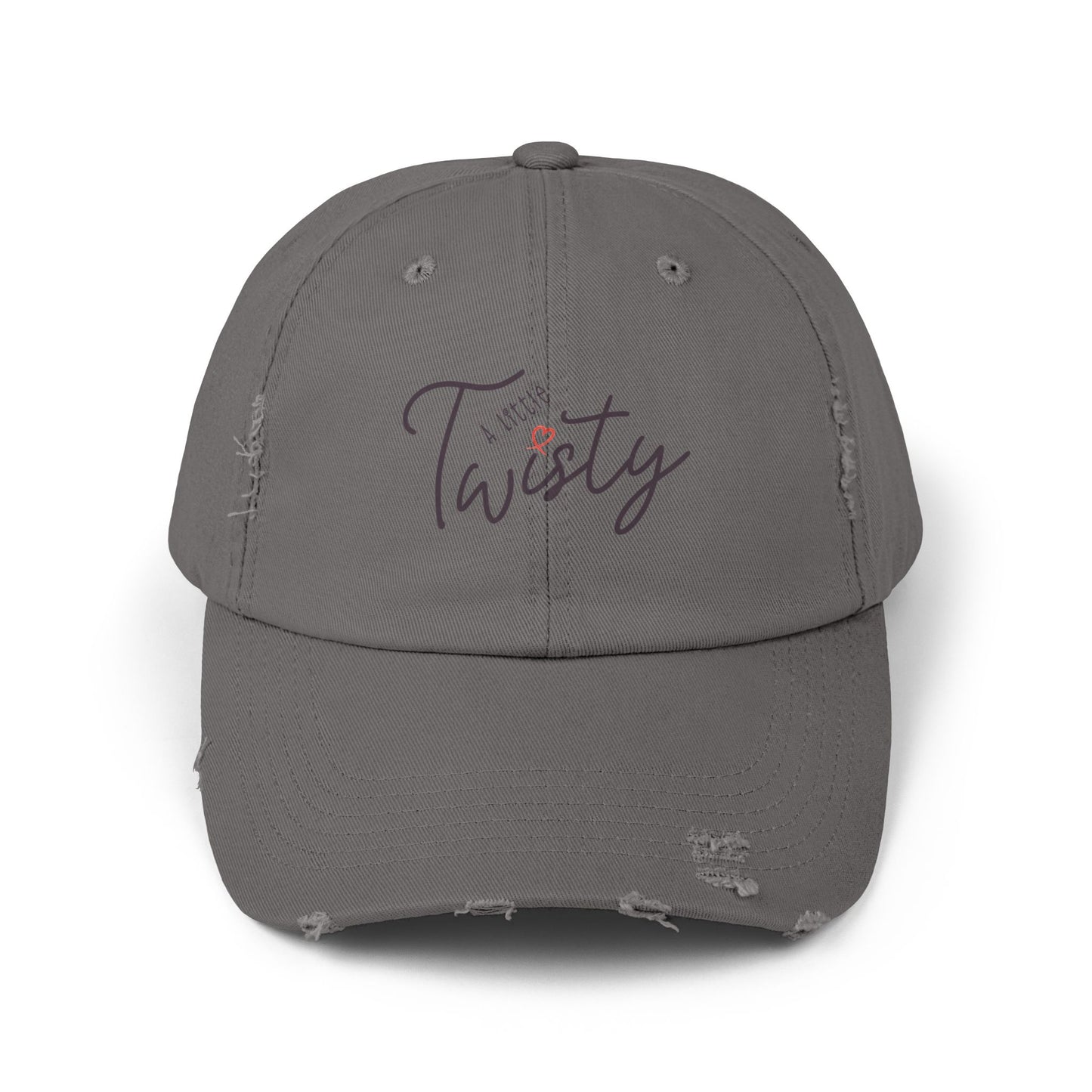 “A Little Twisty” Distressed Hat | Vintage-Style Cotton Twill Cap | Adjustable Baseball Hat | Casual Unstructured 6-Panel Cap