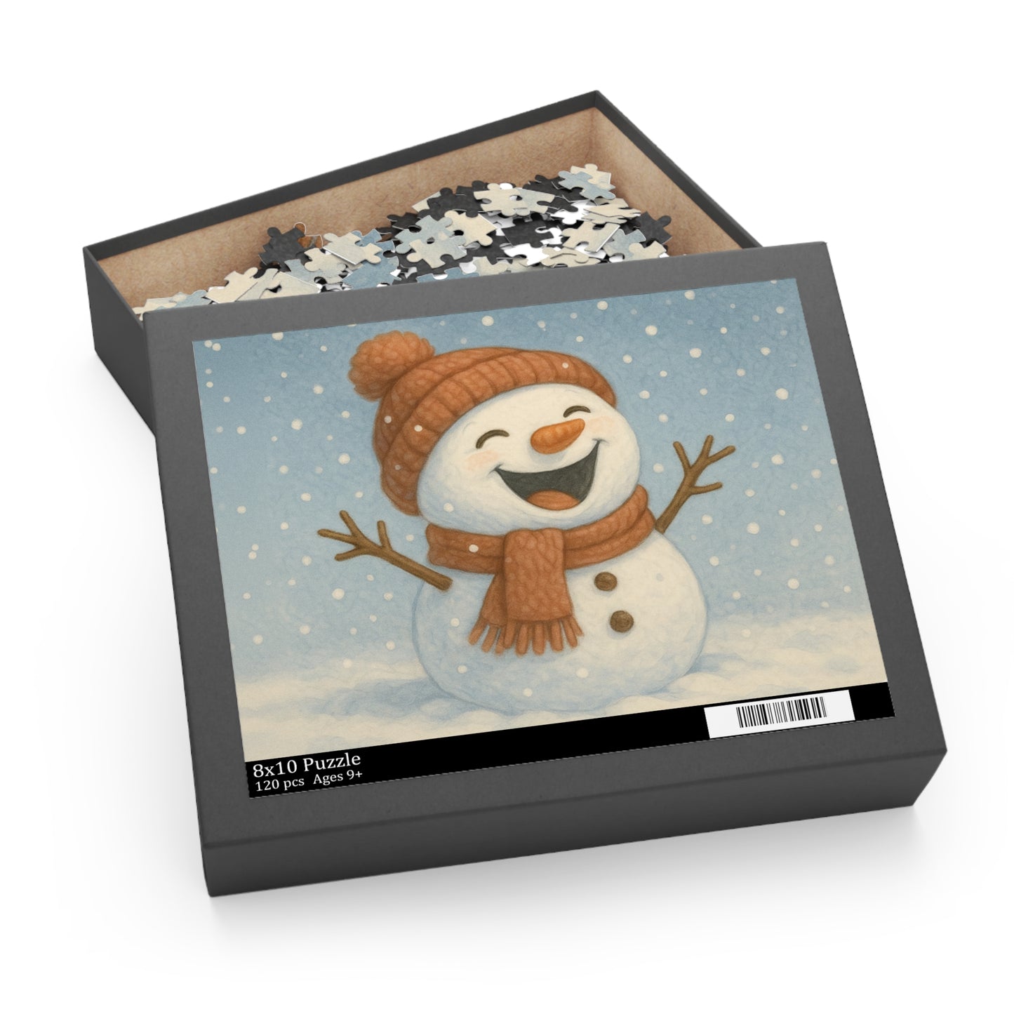 Snowman Winter Puzzle – Cozy Holiday Jigsaw, Christmas Gift for Families, Cute Snowman Minimalist Art Puzzle (120, 252, or 500 Pieces)