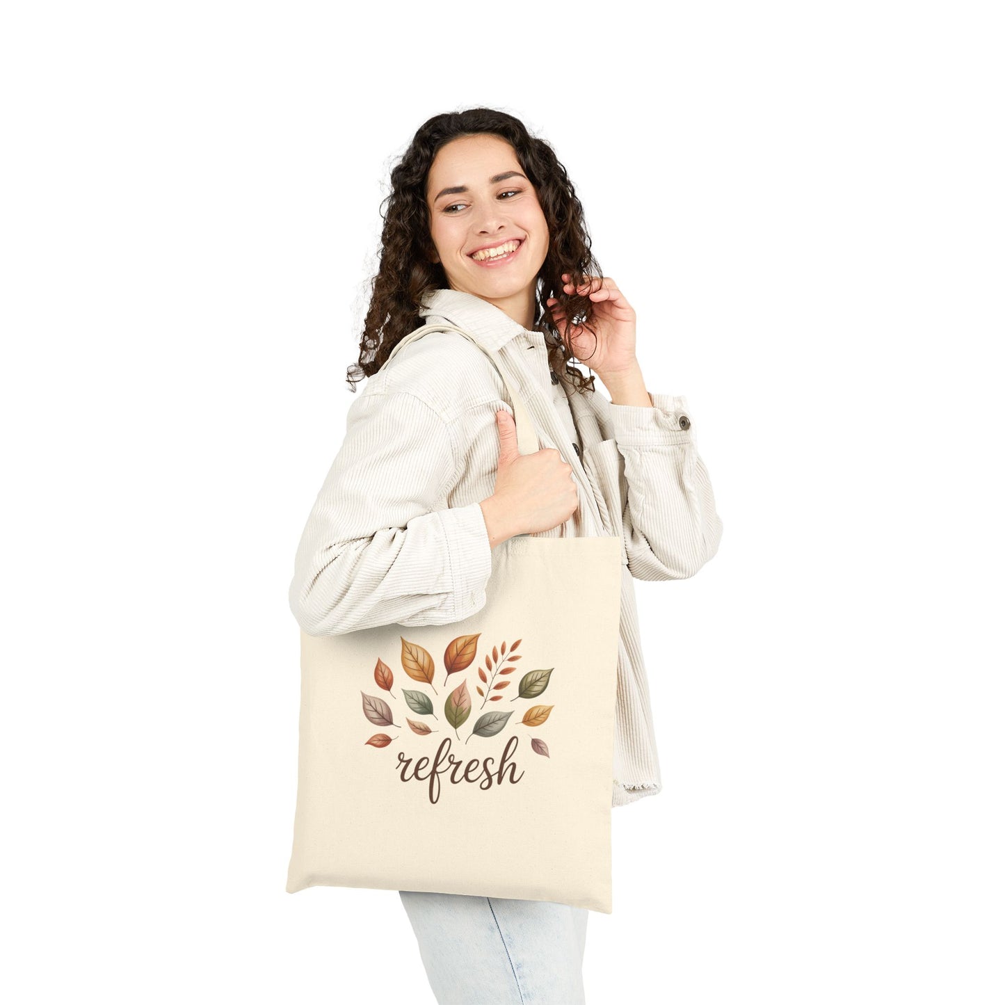 Fall Refresh Canvas Tote Bag | Eco-Friendly Reusable Cotton Shopper | Autumn Leaf Print Tote | Sustainable Gift for Her