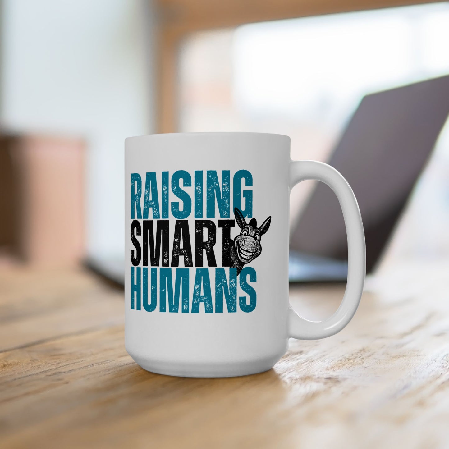 Raising Smart Humans Funny Parenting Mug | Donkey “Smart Ass” Humor Cup | Sarcastic Parent Gift | Dishwasher & Microwave Safe Mug