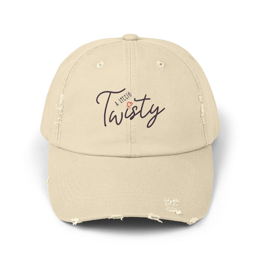“A Little Twisty” Distressed Hat | Vintage-Style Cotton Twill Cap | Adjustable Baseball Hat | Casual Unstructured 6-Panel Cap