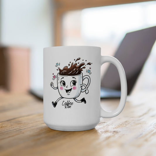 Cute “Coffee Run” Mug – Funny Cartoon Coffee Cup, Gift for Coffee Lovers, Dishwasher & Microwave Safe Ceramic Mug, Kawaii Coffee Cup Art