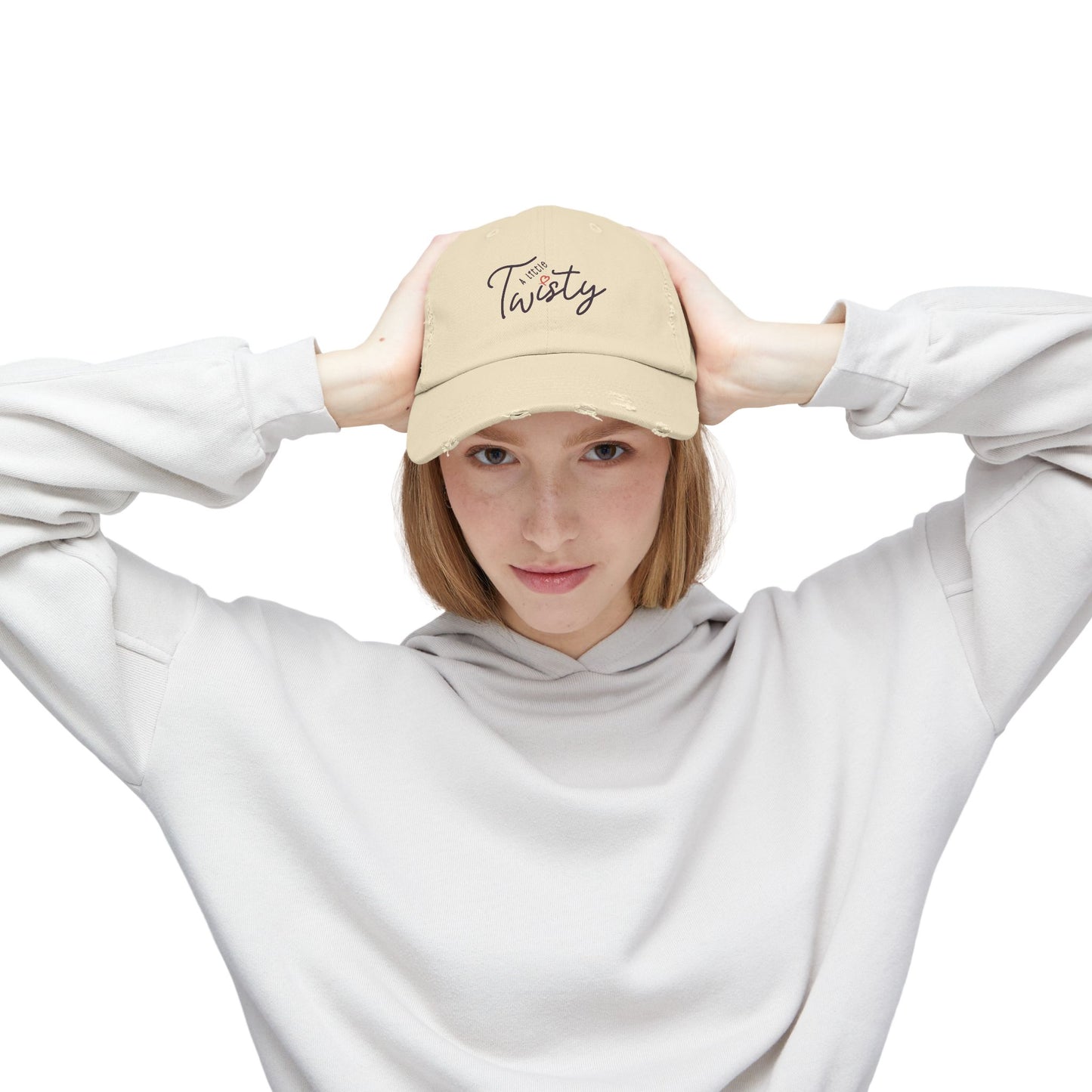 “A Little Twisty” Distressed Hat | Vintage-Style Cotton Twill Cap | Adjustable Baseball Hat | Casual Unstructured 6-Panel Cap