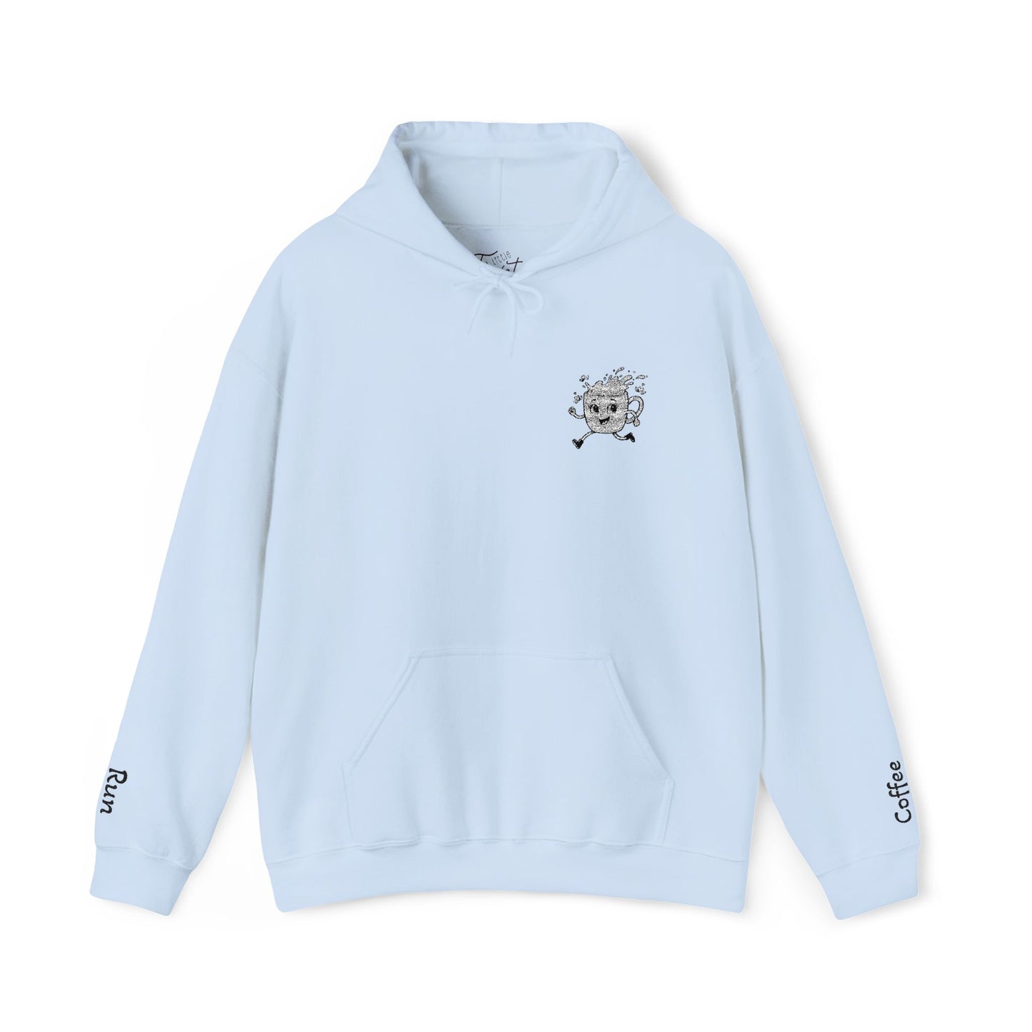 Embroidered Coffee Run Hoodie – Cozy Cotton Blend Sweatshirt, Minimalist Coffee Lover Gift, Running & Caffeine Sweatshirt, Unisex Pullover Hoodie