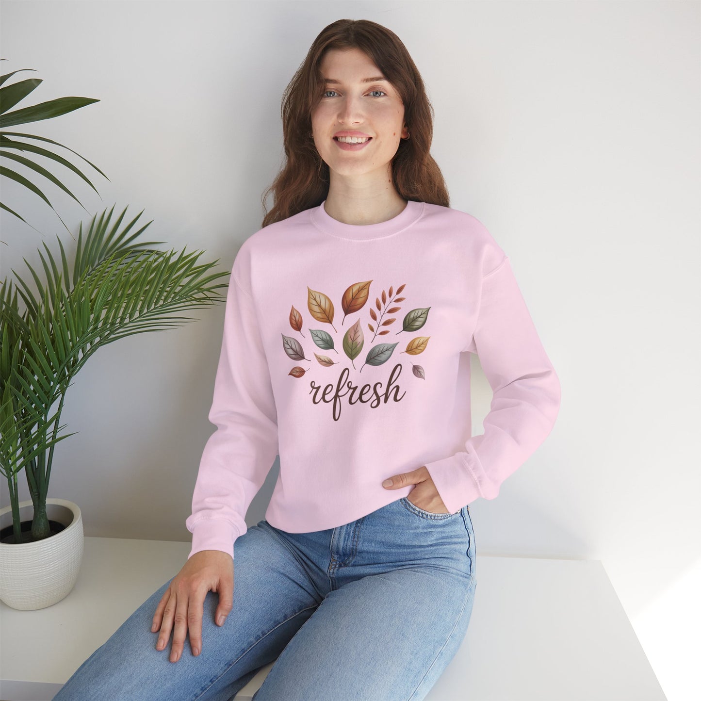 Fall Refresh Crewneck Sweatshirt | Autumn Leaves Pullover | Cozy Sand Sweatshirt | Fall Aesthetic Sweater | Thanksgiving Outfit
