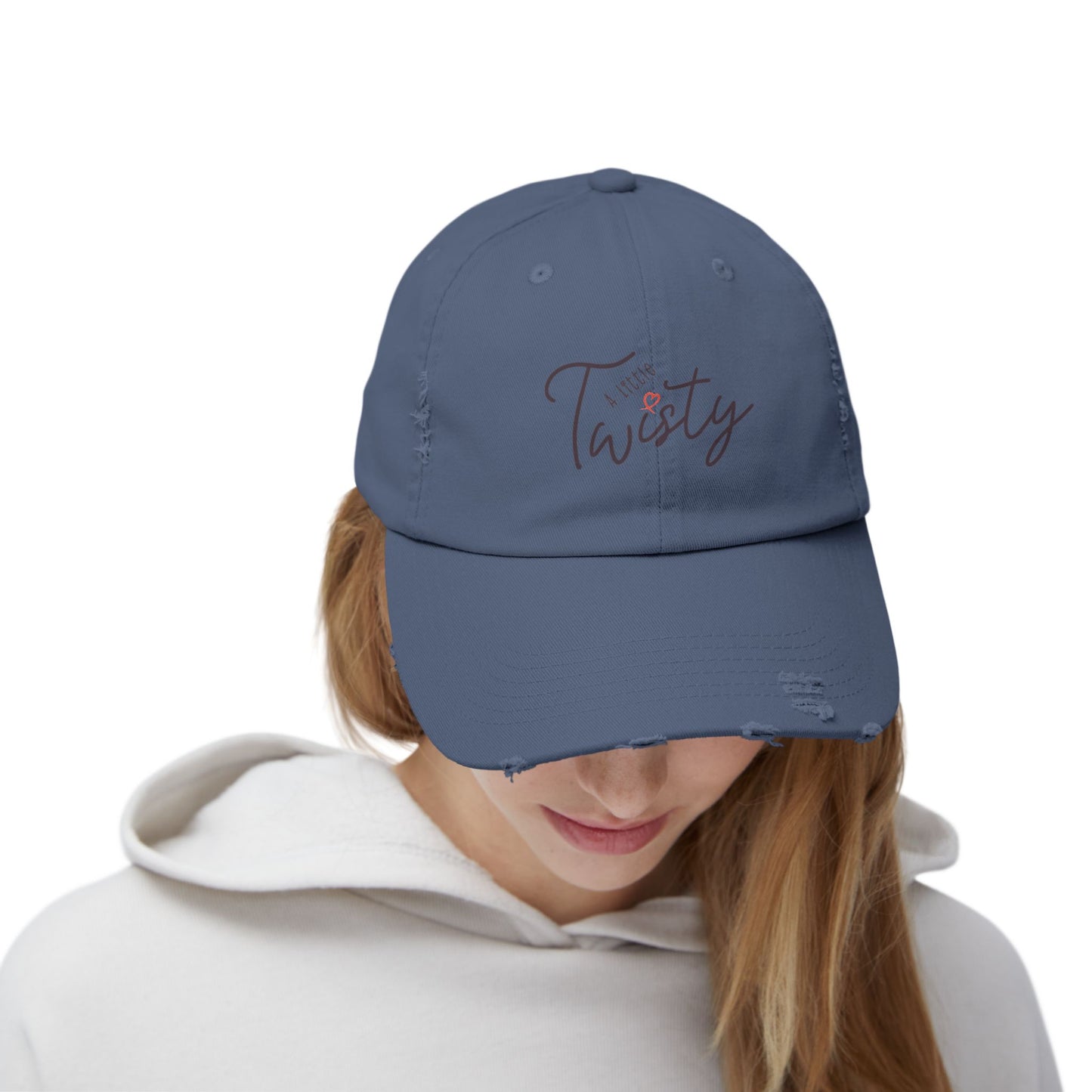 “A Little Twisty” Distressed Hat | Vintage-Style Cotton Twill Cap | Adjustable Baseball Hat | Casual Unstructured 6-Panel Cap