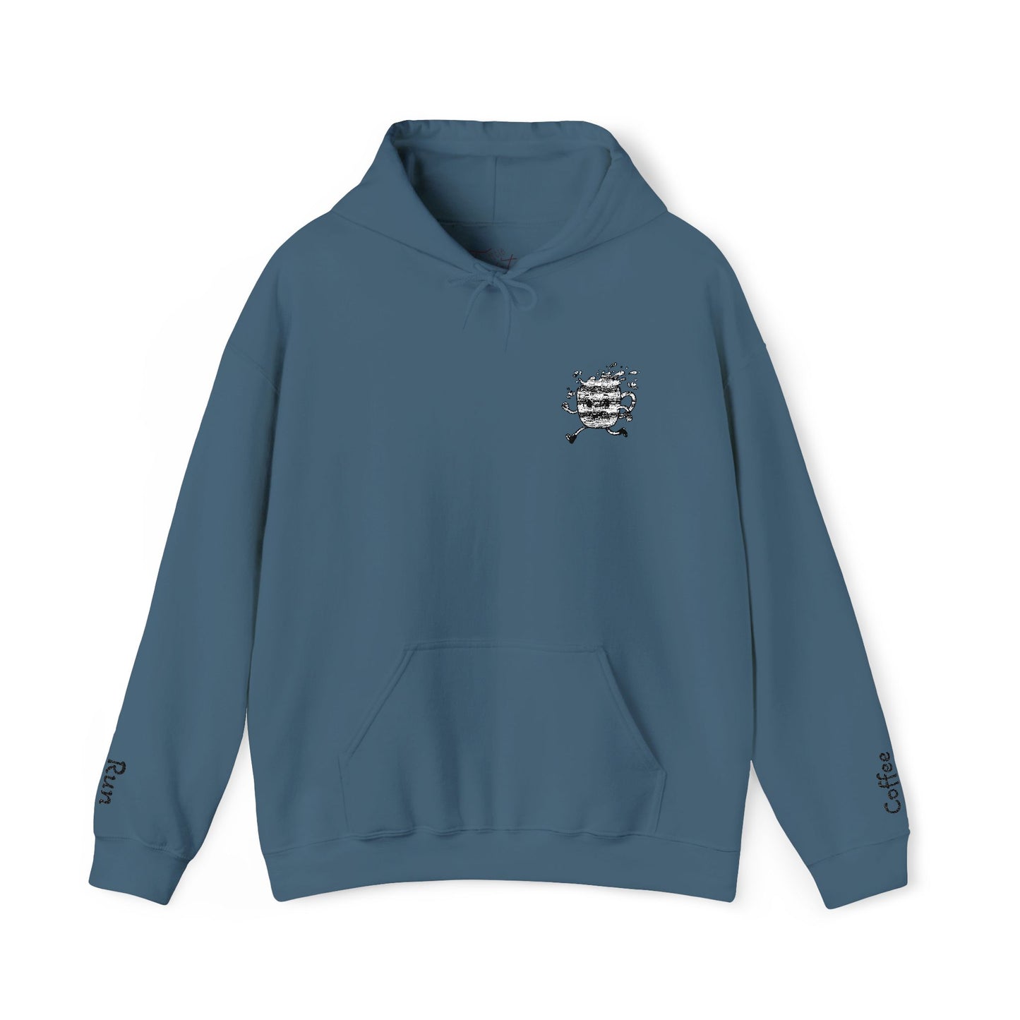 Embroidered Coffee Run Hoodie – Cozy Cotton Blend Sweatshirt, Minimalist Coffee Lover Gift, Running & Caffeine Sweatshirt, Unisex Pullover Hoodie