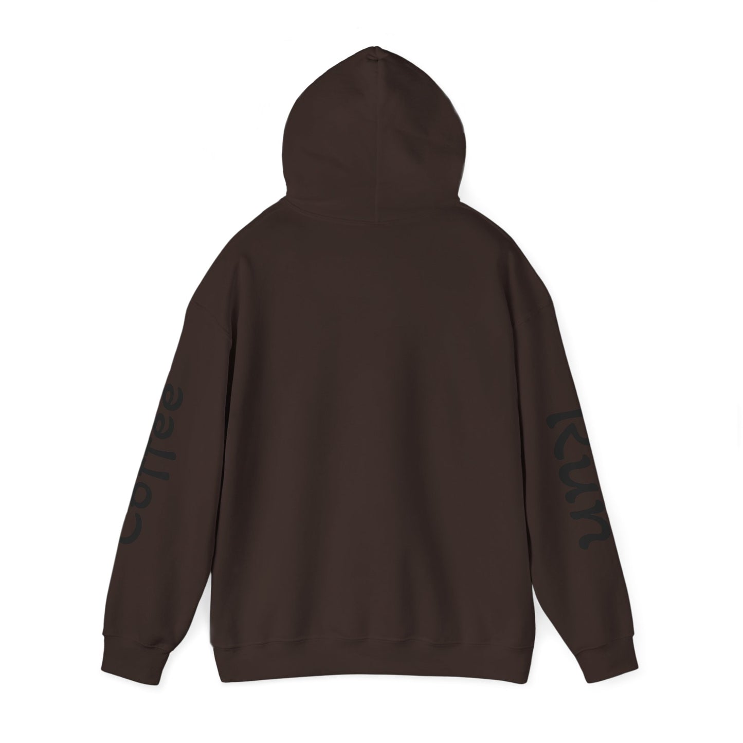 Coffee Cup Mascot Hoodie — Cute Running Coffee Mug Graphic Sweatshirt with Sleeve 'Coffee Run' Text