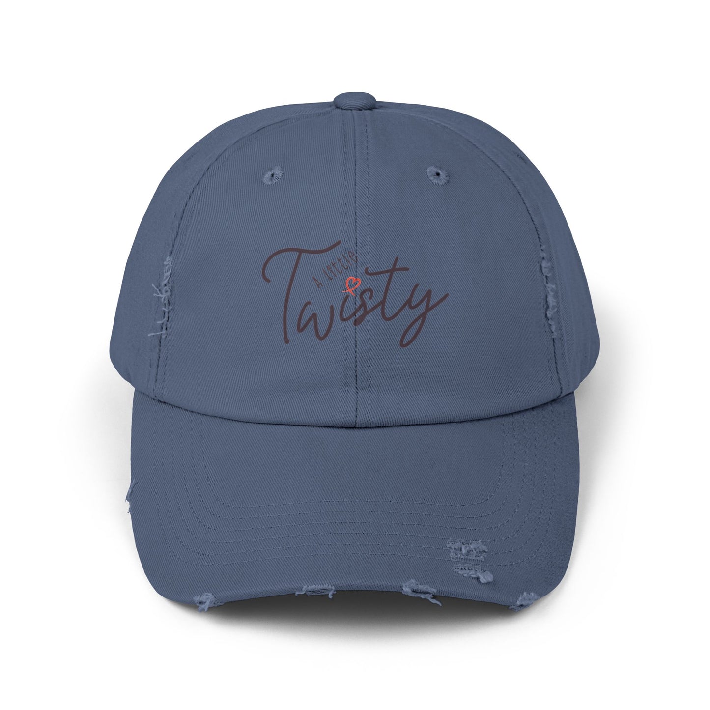 “A Little Twisty” Distressed Hat | Vintage-Style Cotton Twill Cap | Adjustable Baseball Hat | Casual Unstructured 6-Panel Cap