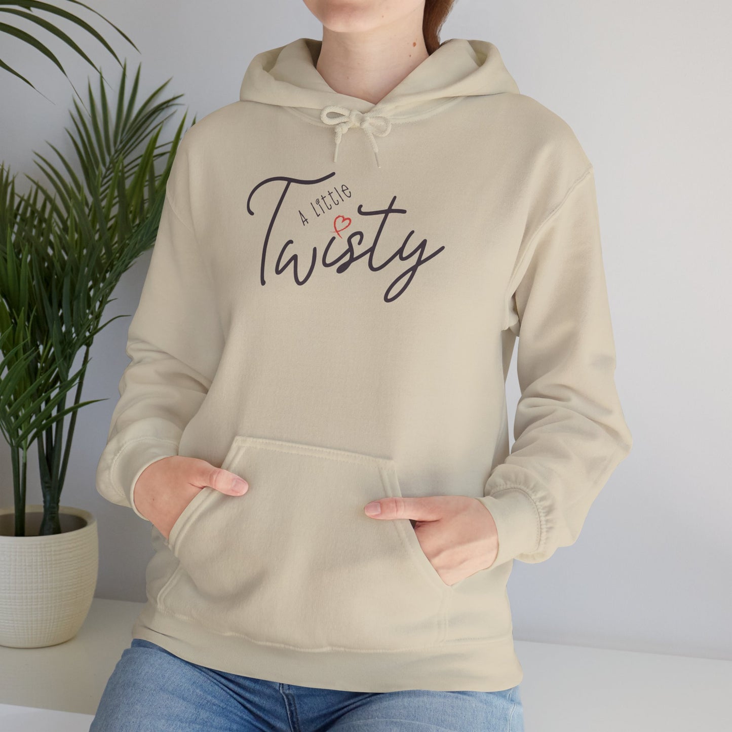 "A Little Twisty" Hoodie – Minimalist Graphic Hooded Sweatshirt, Cozy Unisex Pullover with Pocket, Funny Quote Hoodie, Aesthetic White Hoodie Gift