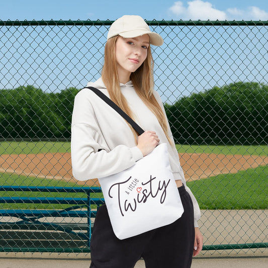 "A Little Twisty" Tote Bag – Cute Minimalist Graphic Tote, Reusable Shopping Bag, Aesthetic Casual Shoulder Bag, Durable Polyester Tote Gift for Her