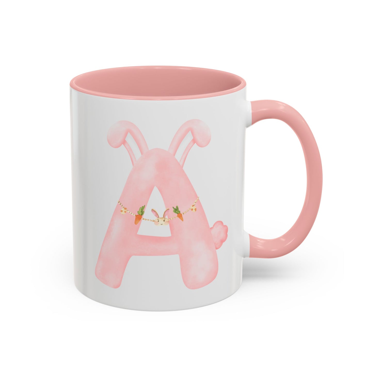 Personalized Easter Initial Mug – Bunny Letter Coffee Cup – Custom Spring Monogram Mug – Easter Gift for Kids, Girls, Mom – 11oz 15oz Ceramic