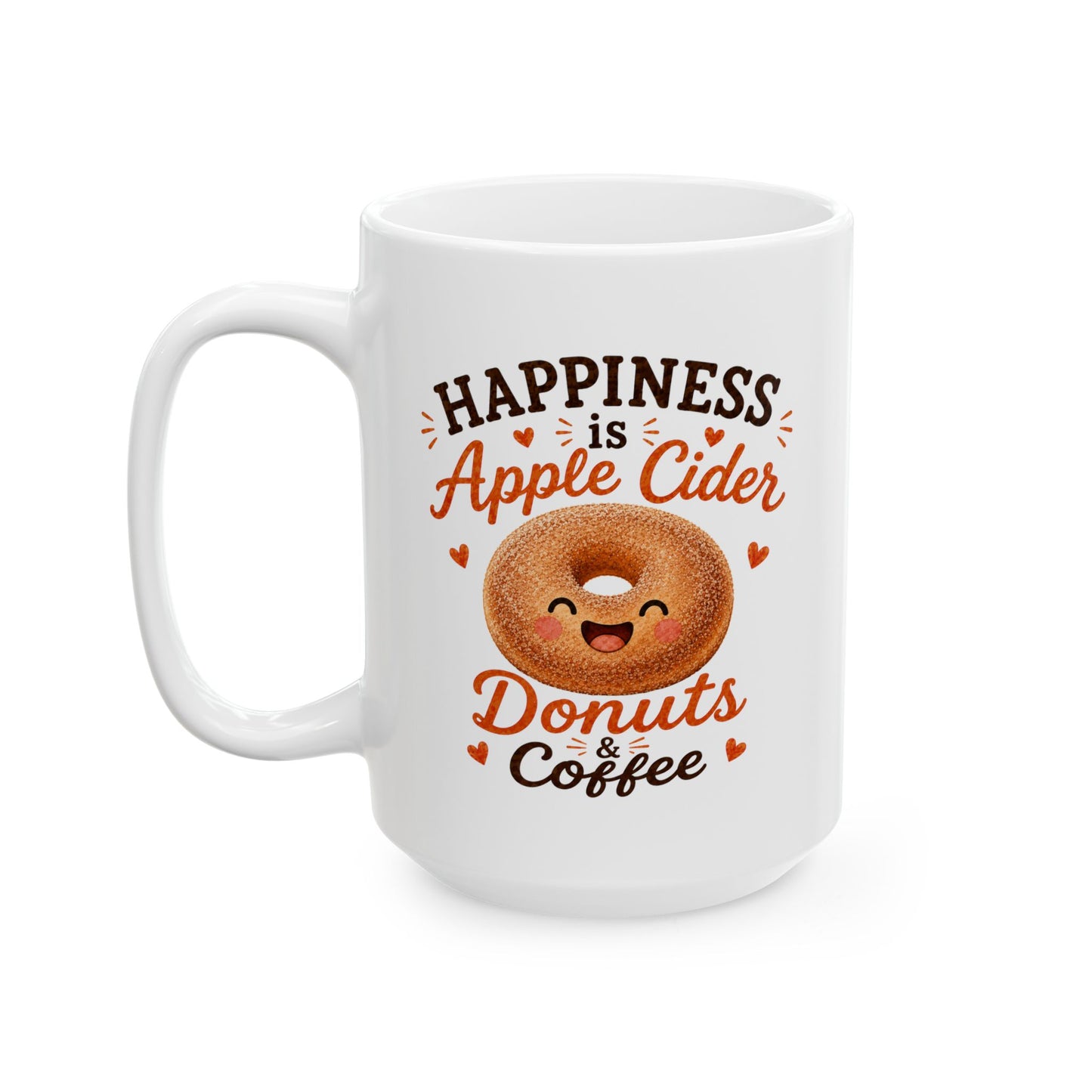 Fall Coffee Mug, Happiness Is Apple Cider Donuts Coffee Mug, Cute Autumn Gift, Apple Lover Mug, Cozy Season Cup