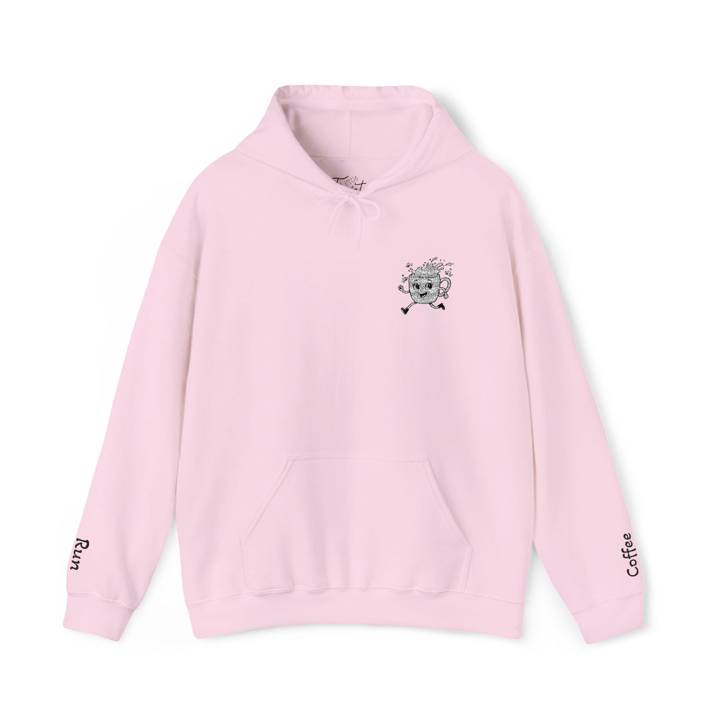 Embroidered Coffee Run Hoodie – Cozy Cotton Blend Sweatshirt, Minimalist Coffee Lover Gift, Running & Caffeine Sweatshirt, Unisex Pullover Hoodie