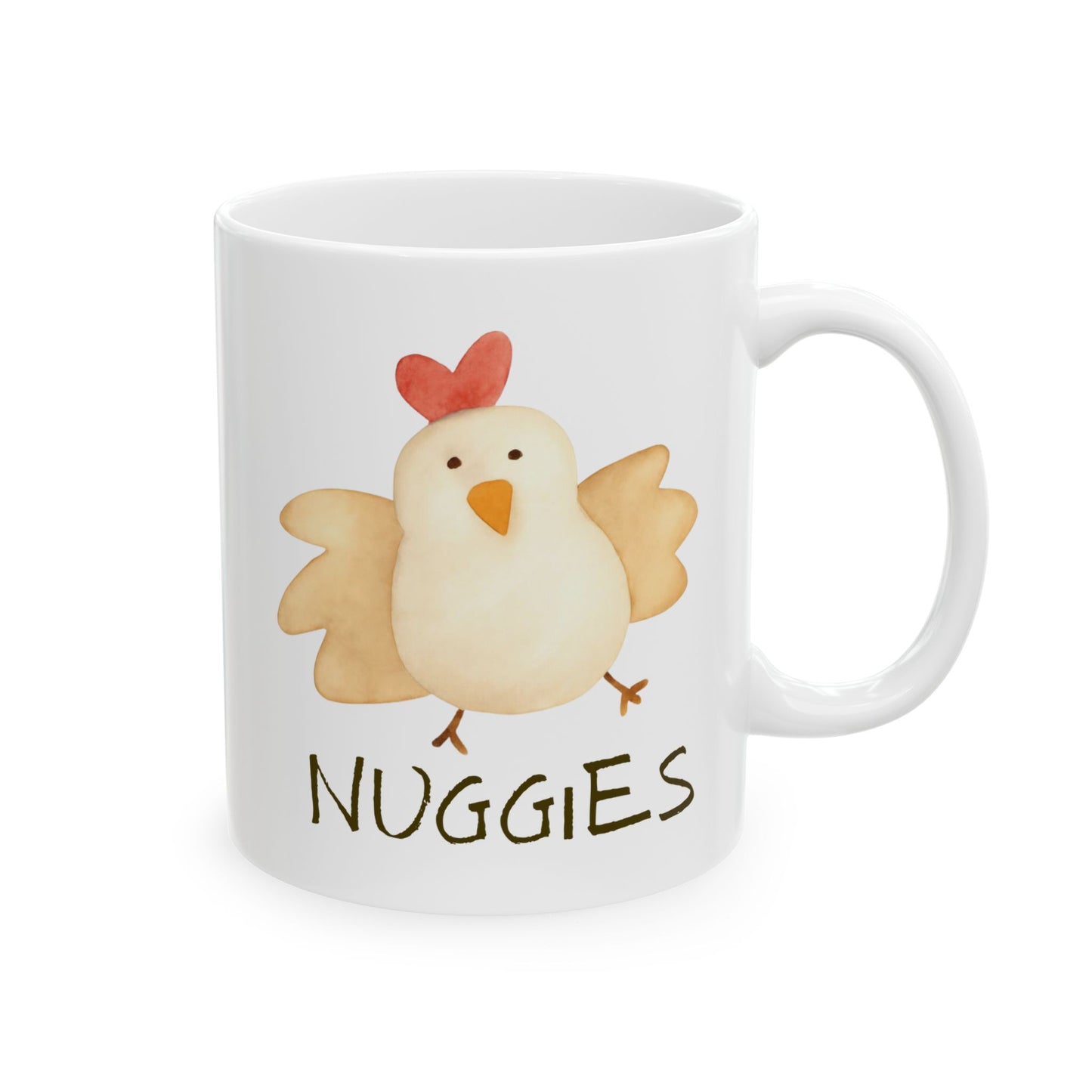 Nuggies Chicken Mug – Cute Watercolor Chicken Coffee Cup, Funny Cozy Gift