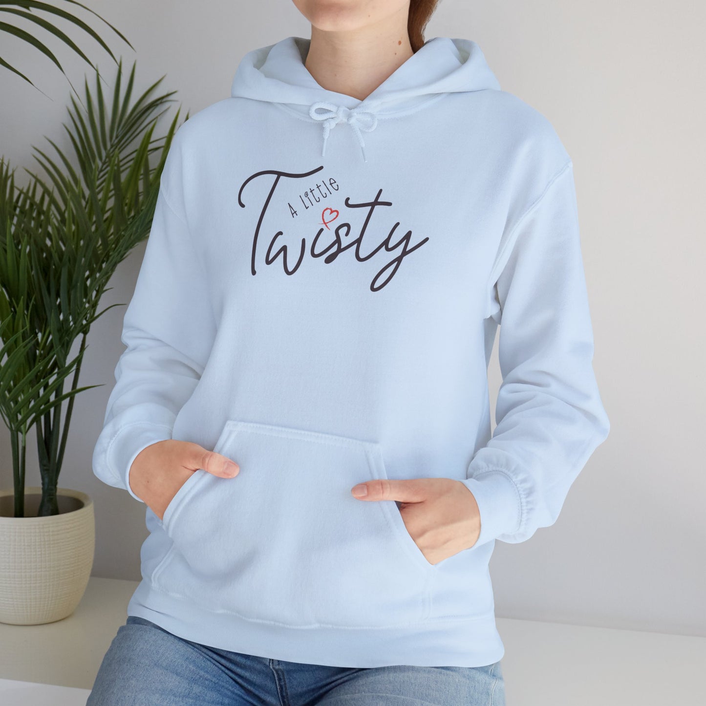 "A Little Twisty" Hoodie – Minimalist Graphic Hooded Sweatshirt, Cozy Unisex Pullover with Pocket, Funny Quote Hoodie, Aesthetic White Hoodie Gift