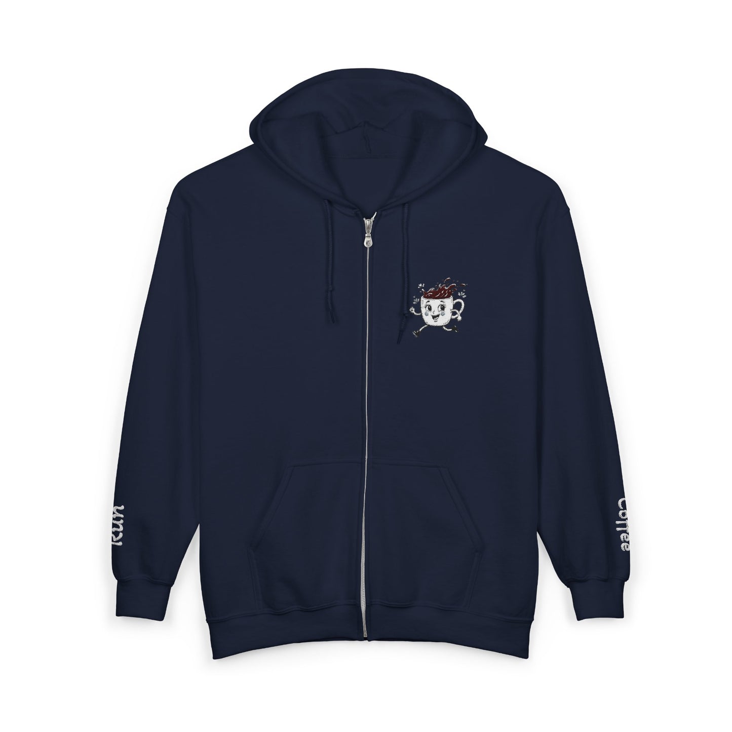Running Coffee Cup Hoodie – “Coffee Run” Zip Up Sweatshirt, Funny Barista Gift, Cozy Coffee Lover Hoodie, Embroidered Mug Zip Hoodie, Unisex Fit
