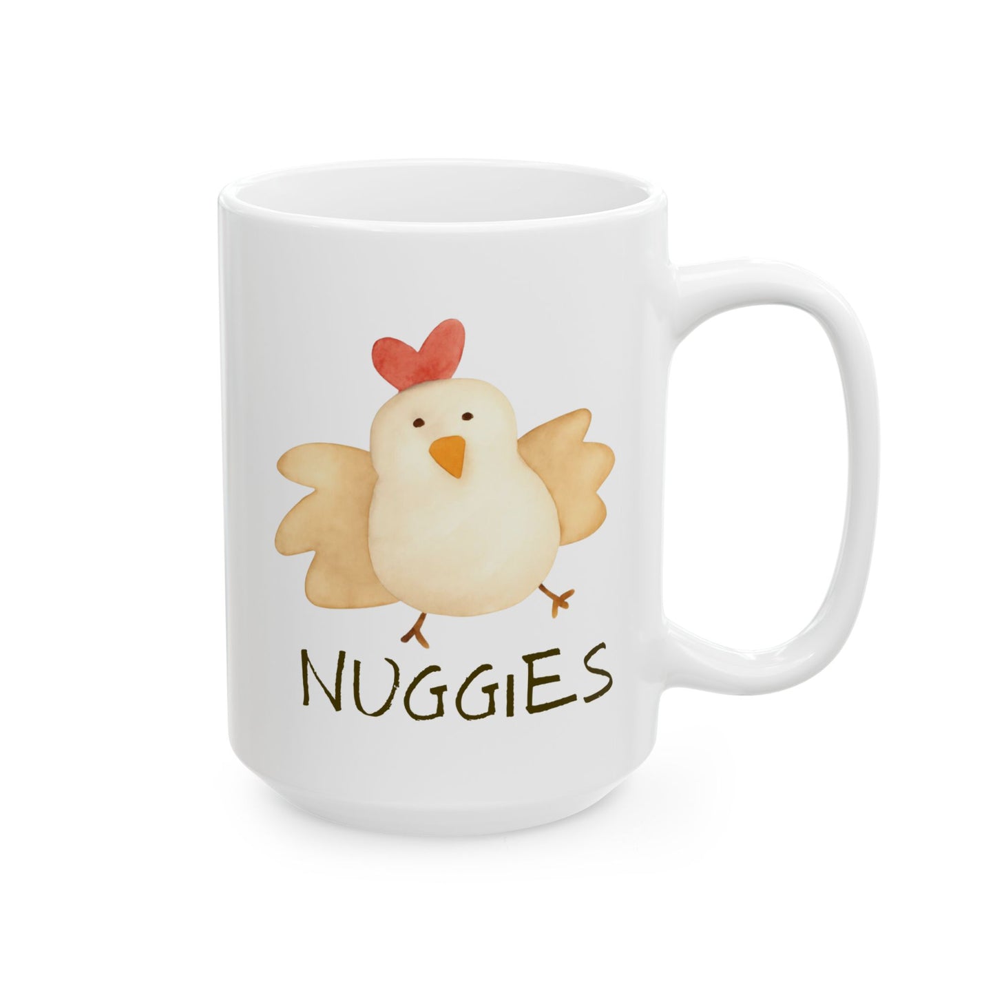 Nuggies Chicken Mug – Cute Watercolor Chicken Coffee Cup, Funny Cozy Gift