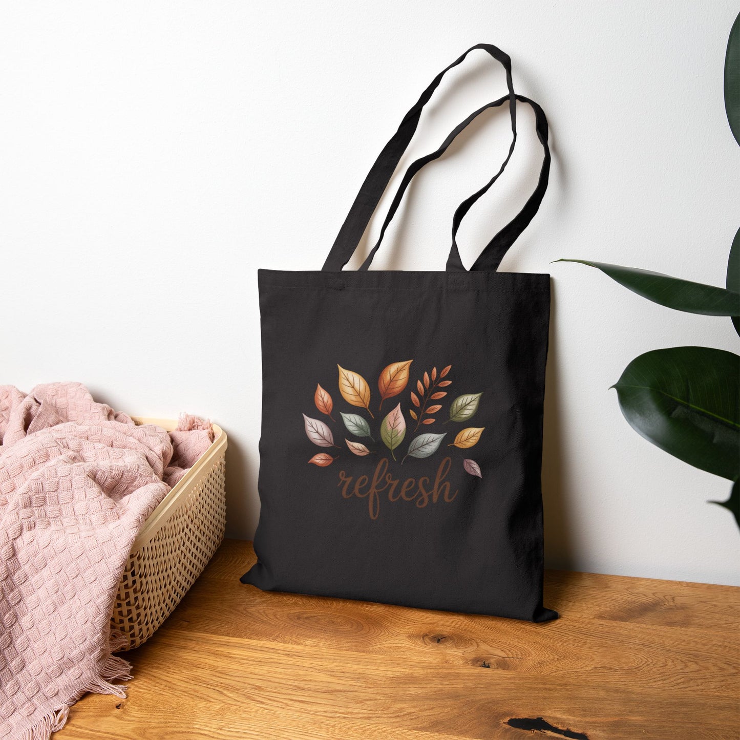 Fall Refresh Canvas Tote Bag | Eco-Friendly Reusable Cotton Shopper | Autumn Leaf Print Tote | Sustainable Gift for Her