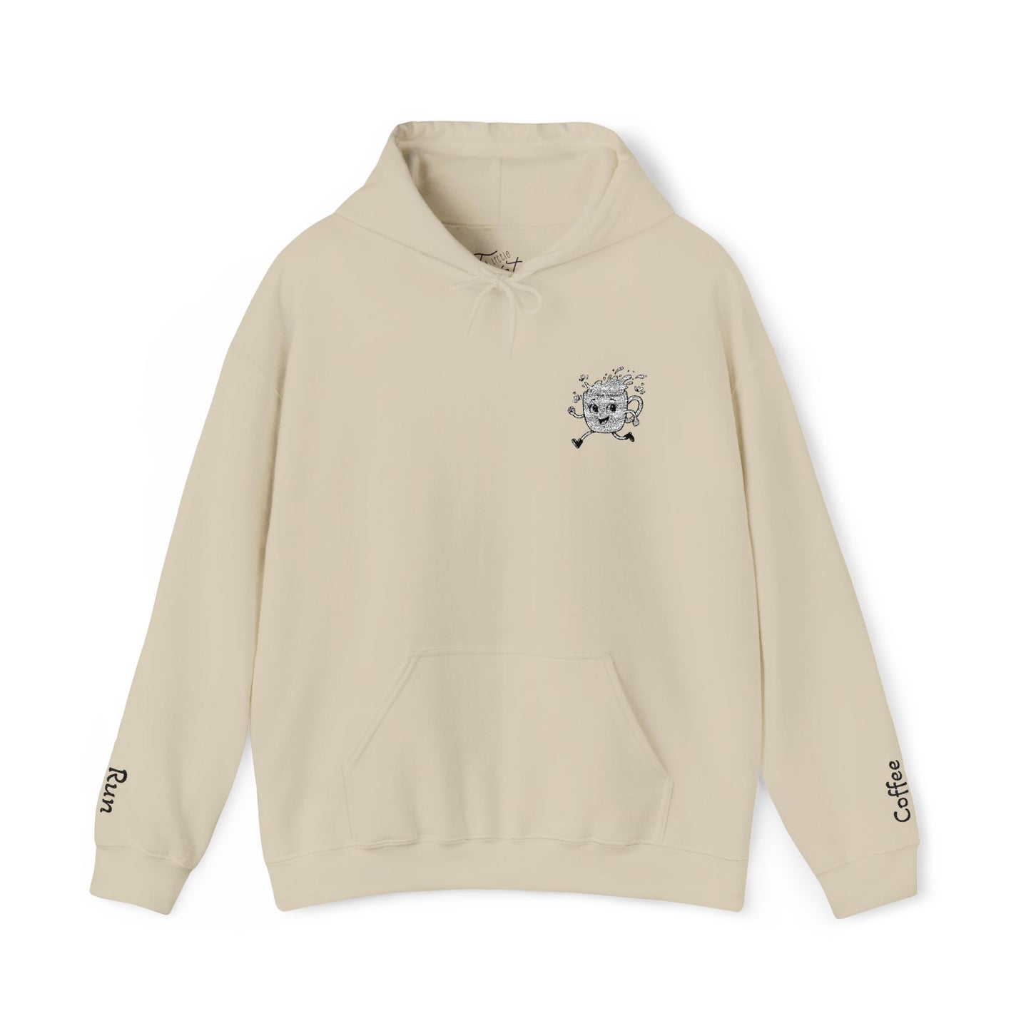Embroidered Coffee Run Hoodie – Cozy Cotton Blend Sweatshirt, Minimalist Coffee Lover Gift, Running & Caffeine Sweatshirt, Unisex Pullover Hoodie