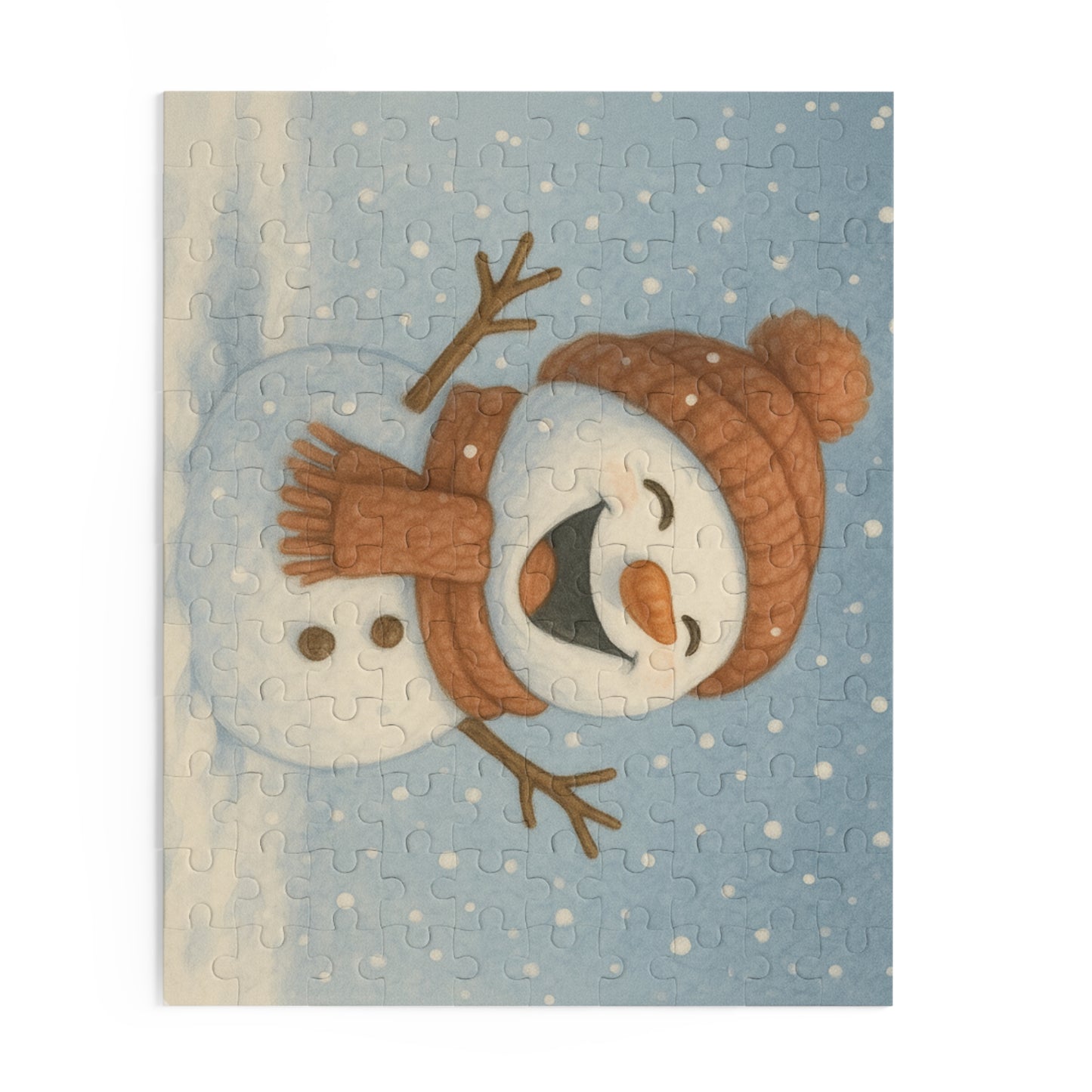 Snowman Winter Puzzle – Cozy Holiday Jigsaw, Christmas Gift for Families, Cute Snowman Minimalist Art Puzzle (120, 252, or 500 Pieces)