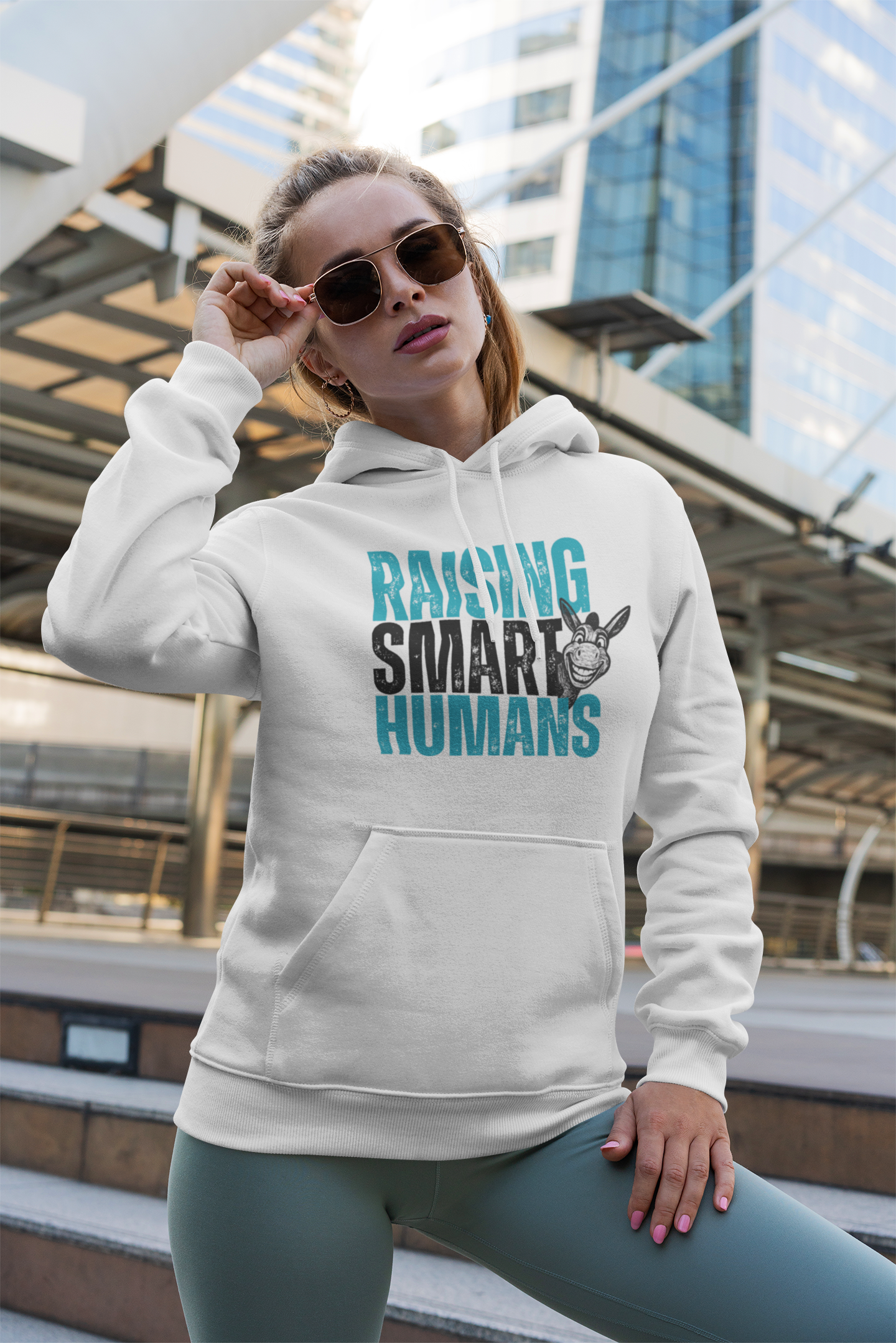 Raising Smart Humans Hoodie | Funny Parenting “Smart Ass” Donkey Sweatshirt | Unisex Cozy Hoodie | Mom Dad Teacher Sarcastic Gift, Optional Personalization