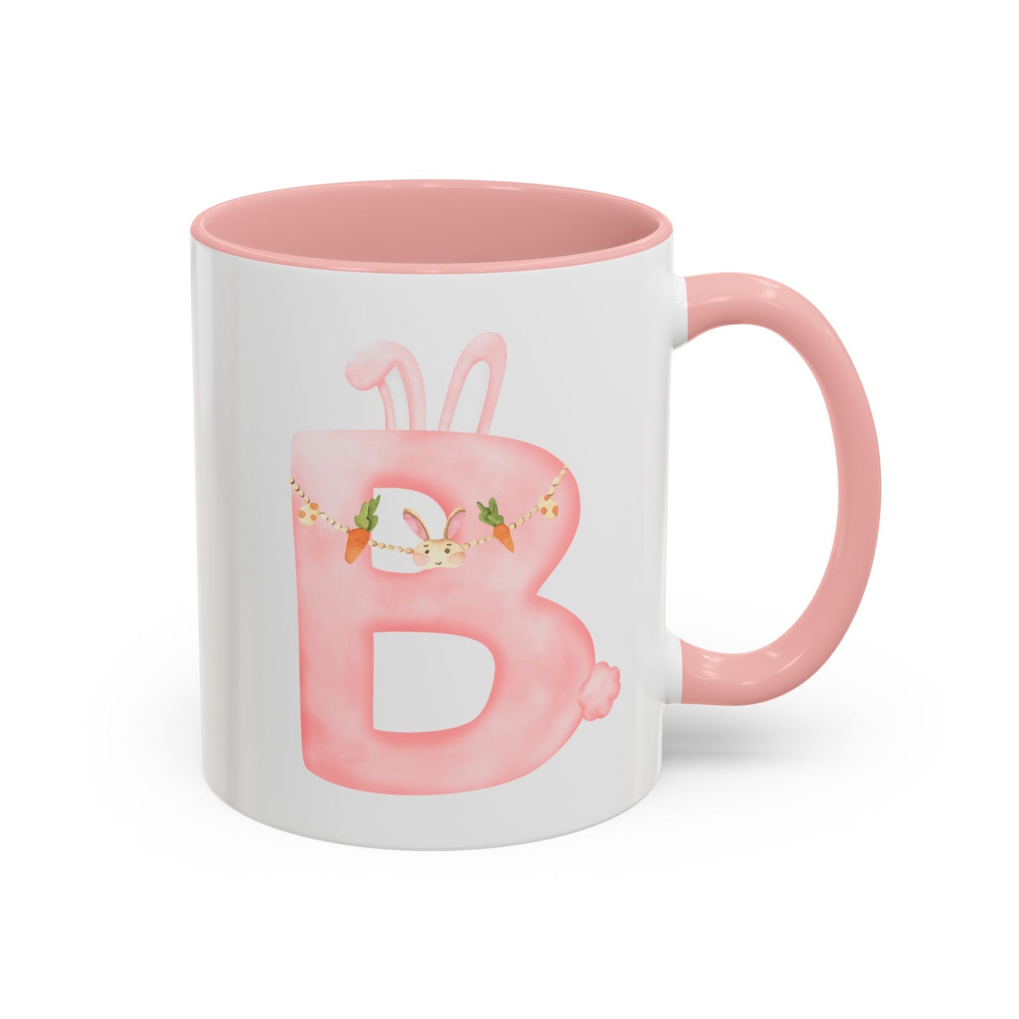 Personalized Easter Initial Mug – Bunny Letter Coffee Cup – Custom Spring Monogram Mug – Easter Gift for Kids, Girls, Mom – 11oz 15oz Ceramic