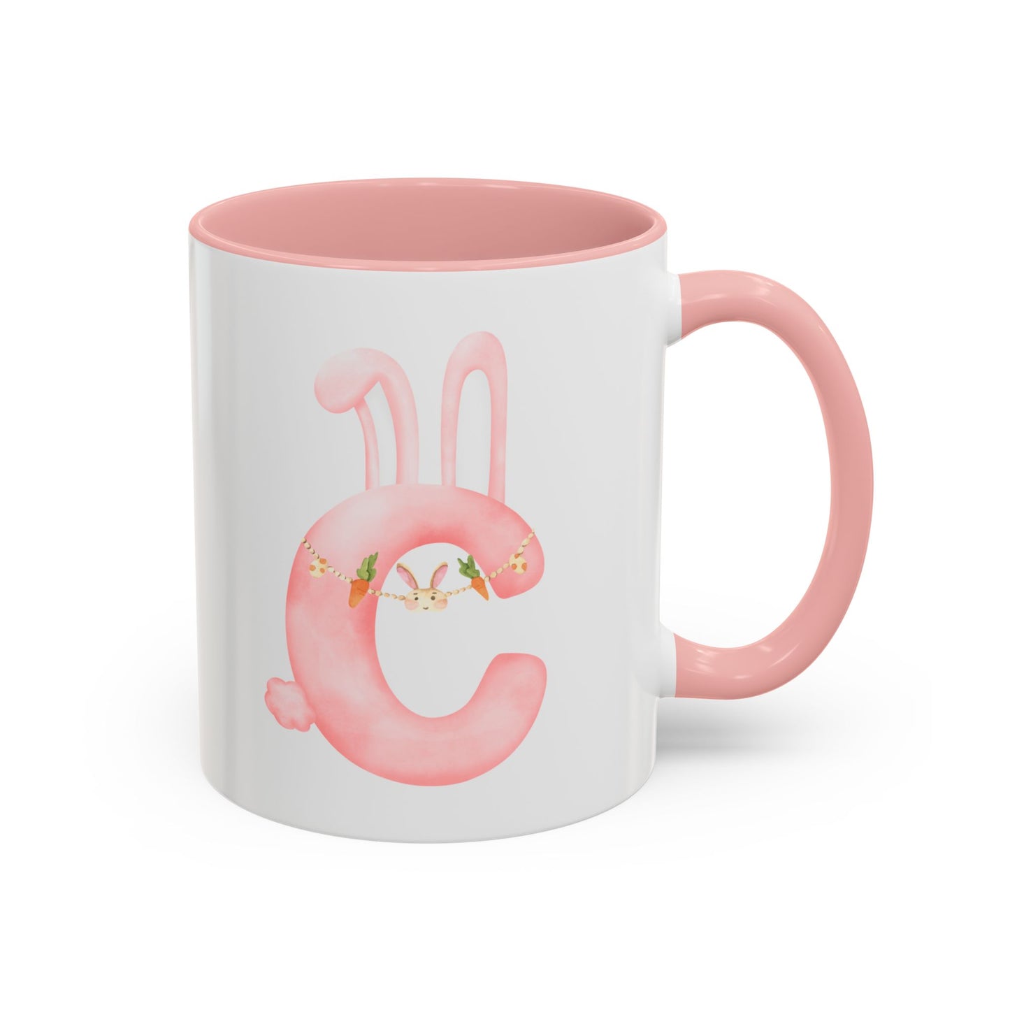 Personalized Easter Initial Mug – Bunny Letter Coffee Cup – Custom Spring Monogram Mug – Easter Gift for Kids, Girls, Mom – 11oz 15oz Ceramic