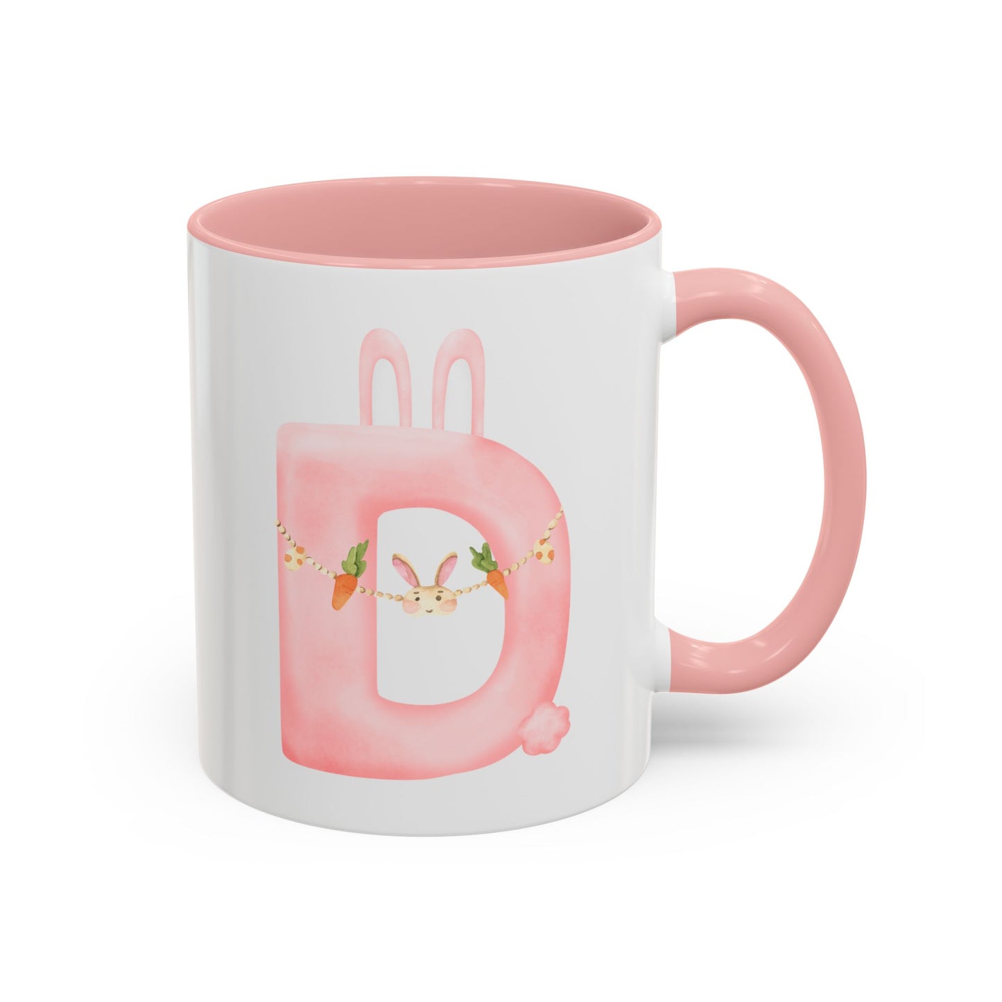 Personalized Easter Initial Mug – Bunny Letter Coffee Cup – Custom Spring Monogram Mug – Easter Gift for Kids, Girls, Mom – 11oz 15oz Ceramic