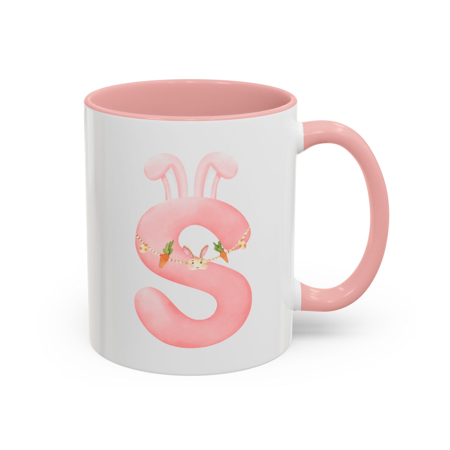 Personalized Easter Initial Mug – Bunny Letter Coffee Cup – Custom Spring Monogram Mug – Easter Gift for Kids, Girls, Mom – 11oz 15oz Ceramic