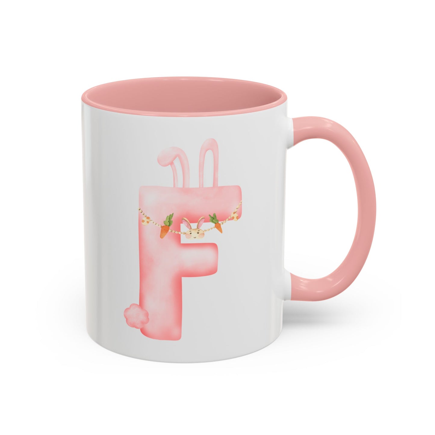 Personalized Easter Initial Mug – Bunny Letter Coffee Cup – Custom Spring Monogram Mug – Easter Gift for Kids, Girls, Mom – 11oz 15oz Ceramic
