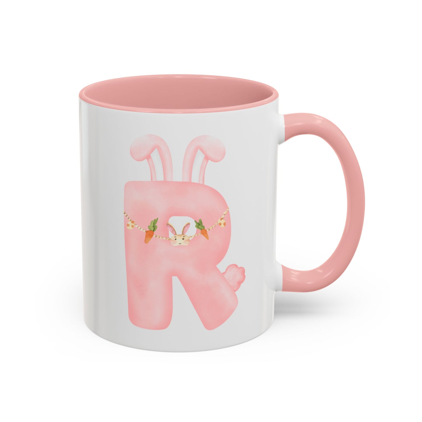Personalized Easter Initial Mug – Bunny Letter Coffee Cup – Custom Spring Monogram Mug – Easter Gift for Kids, Girls, Mom – 11oz 15oz Ceramic