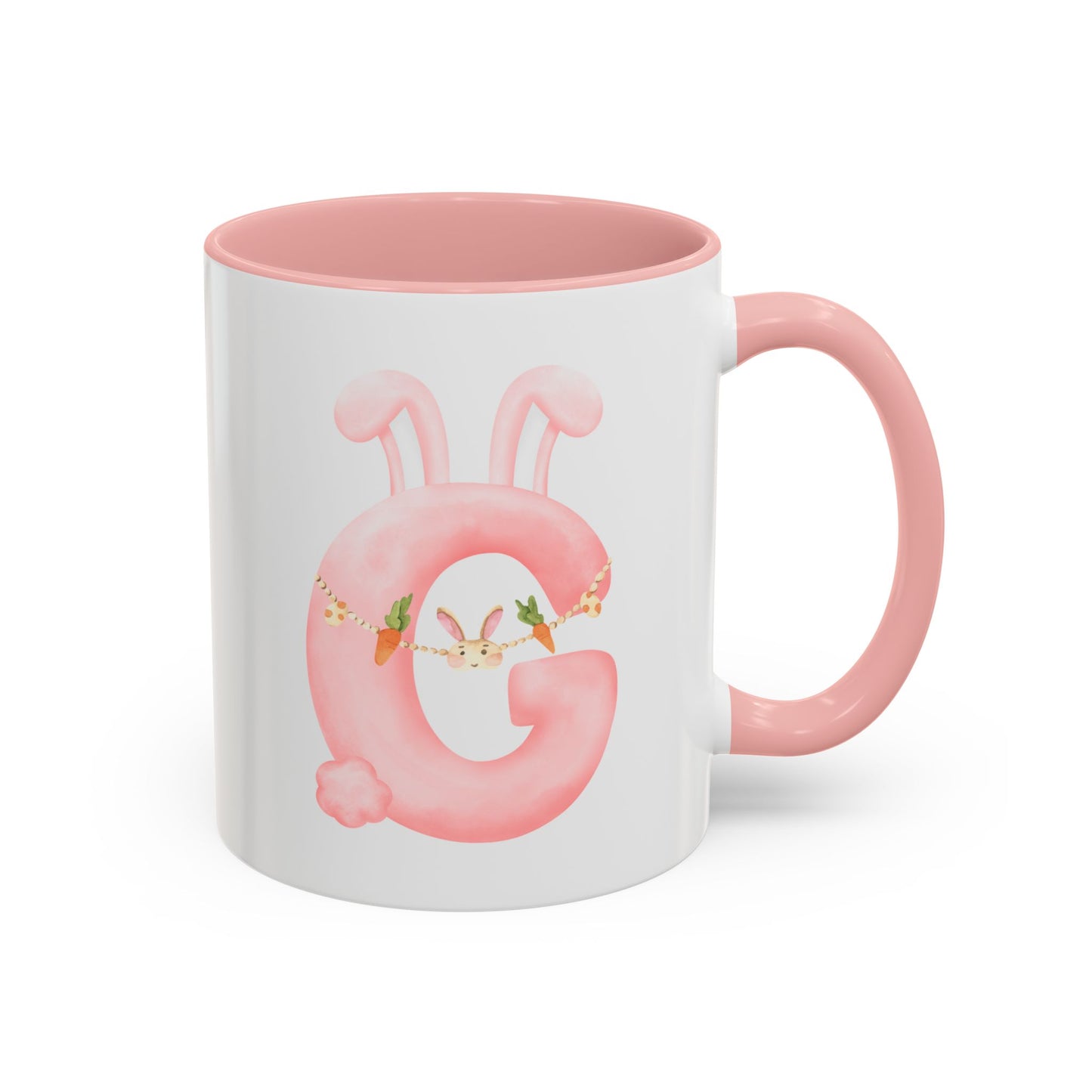 Personalized Easter Initial Mug – Bunny Letter Coffee Cup – Custom Spring Monogram Mug – Easter Gift for Kids, Girls, Mom – 11oz 15oz Ceramic