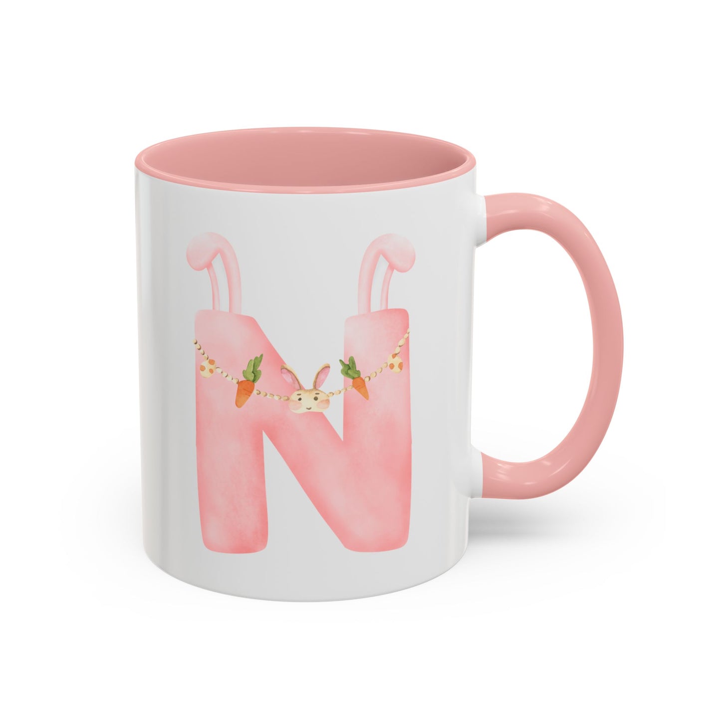 Personalized Easter Initial Mug – Bunny Letter Coffee Cup – Custom Spring Monogram Mug – Easter Gift for Kids, Girls, Mom – 11oz 15oz Ceramic