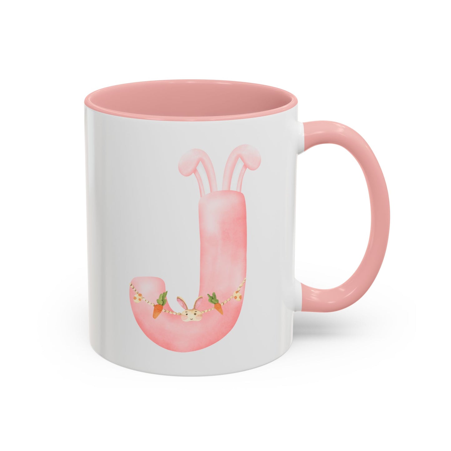 Personalized Easter Initial Mug – Bunny Letter Coffee Cup – Custom Spring Monogram Mug – Easter Gift for Kids, Girls, Mom – 11oz 15oz Ceramic