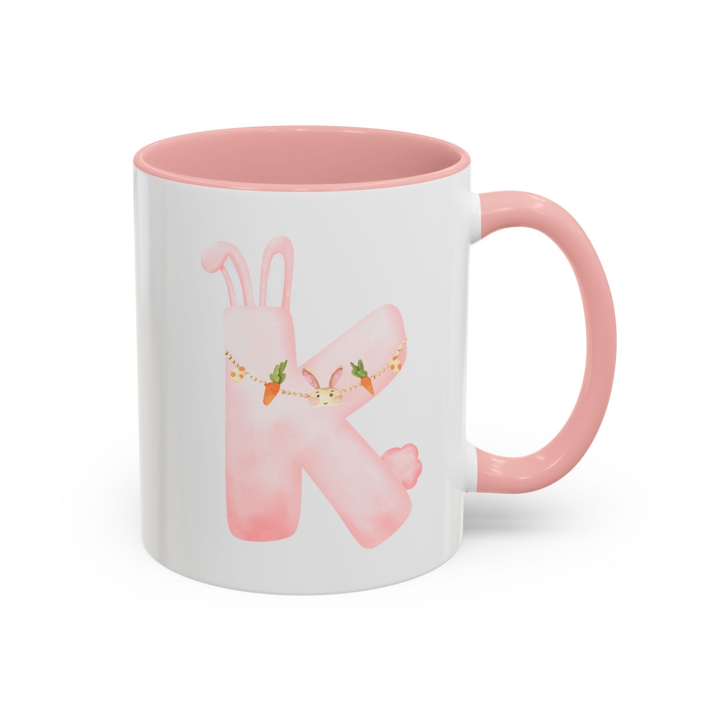 Personalized Easter Initial Mug – Bunny Letter Coffee Cup – Custom Spring Monogram Mug – Easter Gift for Kids, Girls, Mom – 11oz 15oz Ceramic