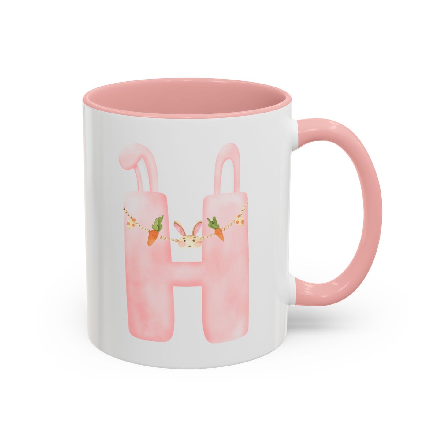 Personalized Easter Initial Mug – Bunny Letter Coffee Cup – Custom Spring Monogram Mug – Easter Gift for Kids, Girls, Mom – 11oz 15oz Ceramic